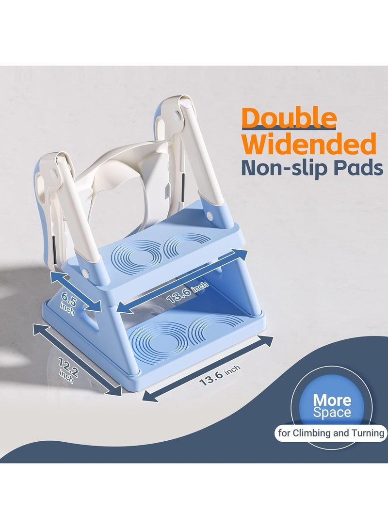 آي ميس يو مقعد تدريب على استخدام المرحاض، مقعد تدريب على استخدام المرحاض مع مسند متدرج، ارتفاع قابل للتعديل، قابل للطي، وسادة ناعمة، سلم غير قابل للانزلاق، كرسي مرحاض محمول للأطفال الصغار والرضع والأولاد والبنات (أزرق) - Image 5