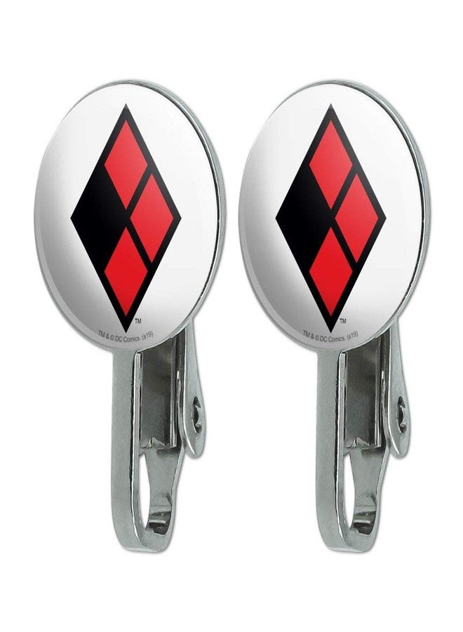 GRAPHICS & MORE Harley Quinn Diamond Logo Novelty Clip-On Stud Earrings - Image 1