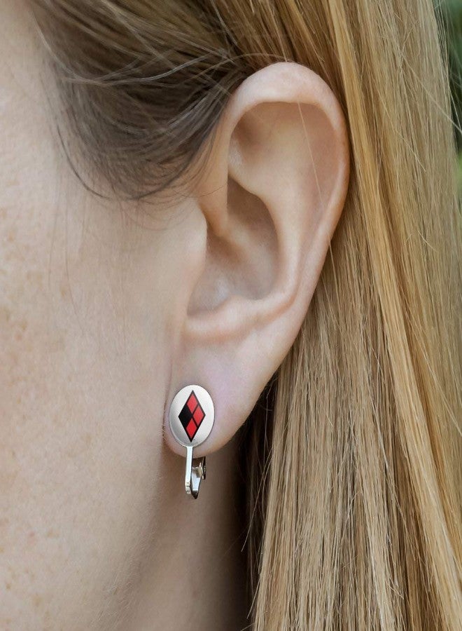 GRAPHICS & MORE Harley Quinn Diamond Logo Novelty Clip-On Stud Earrings - Image 2