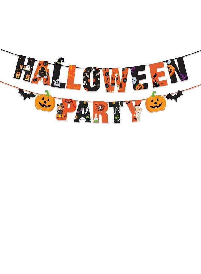 Festiko®Halloween Theme Party Decoration Combo (36 Pcs), Halloween Themes Party Favors for Party Decoration(Banner/Bunting,Swirls,Balloons,Cake Toppers,Cup Cake Topper,Ribbons) - Image 2