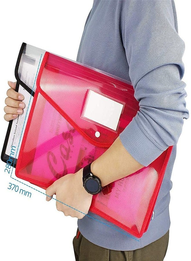 Peeplvalue حافظة ملفات شفافة من البلاستيك متعدد الطبقات، حقيبة تخزين ملفات A4 مزودة بزر كبس، مجموعة من 4 قطع / حامل ملفات شهادات / حافظة مستندات بحجم A4 / حجم قانوني للمستندات - Image 3