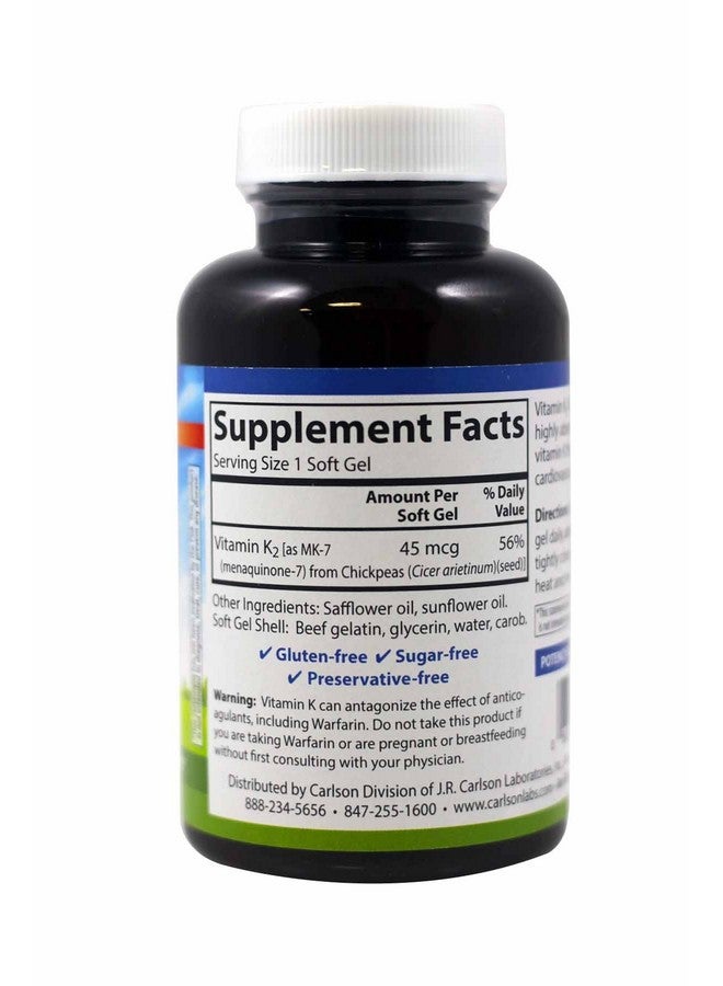 Carlson مكملات المعادن فيتامين ك2 7 45 ميكروغرام جيلاتين طري 180 حبة - Image 3