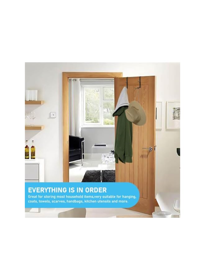 The Bros 4 قطع خطافات أبواب حديدية ثقيلة، سوداء، تصميم بسيط، خطافات فوق الباب للتعليق، خطافات للمكاتب على الجدران، المناشف، الملابس، الحقائب - Image 5