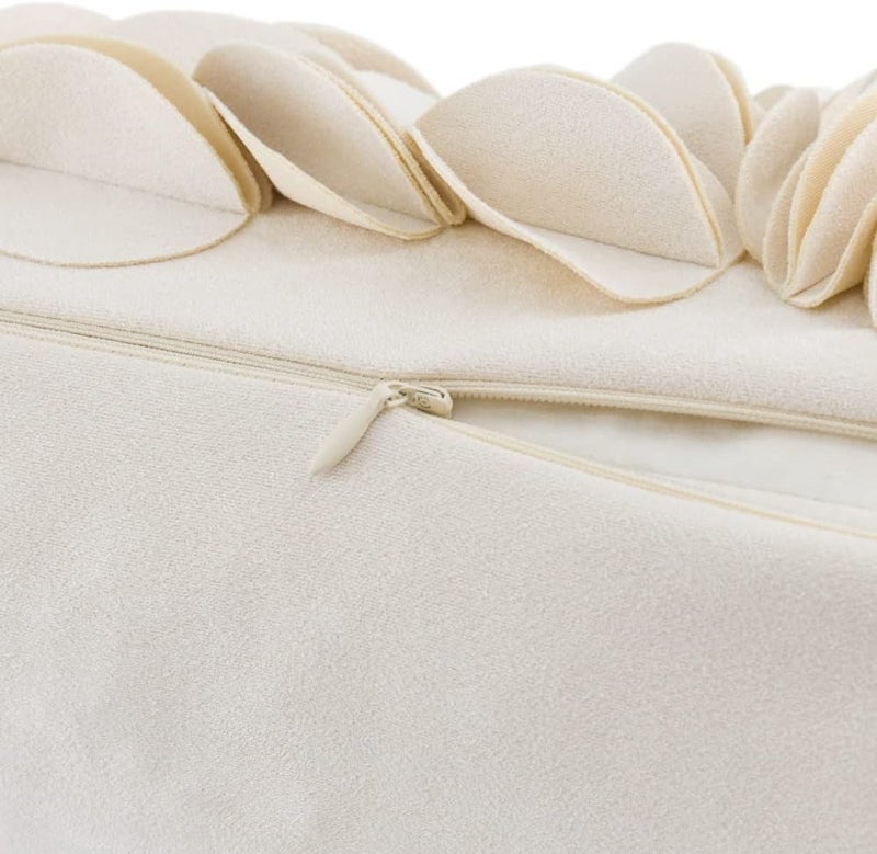 KINGROSE Handmade 3D Flower Home Decorative Throw Pillow Case Rectangular Cushion Cover 12 x 20 Inches for Bed Living Room Sofa Chair Solid Suede Beige - Image 5
