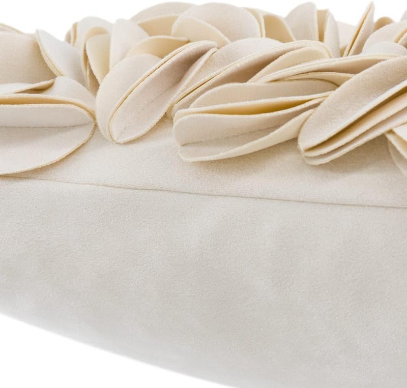 KINGROSE Handmade 3D Flower Home Decorative Throw Pillow Case Rectangular Cushion Cover 12 x 20 Inches for Bed Living Room Sofa Chair Solid Suede Beige - Image 4