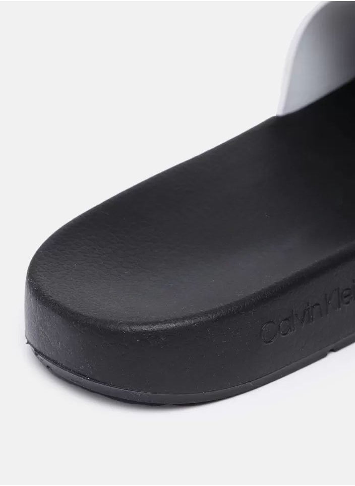 CALVIN KLEIN JEANS PLUS - Calvin Klein Men's Black and White Logo Slipper - 42 EUR - Standard Size - Image 1