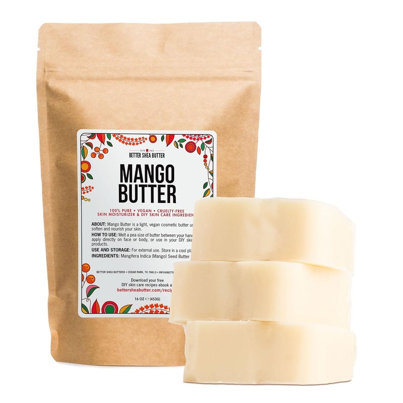 Better Shea Butter Mango Butter 100 Natural Skin Moisturizer 1 LB Block