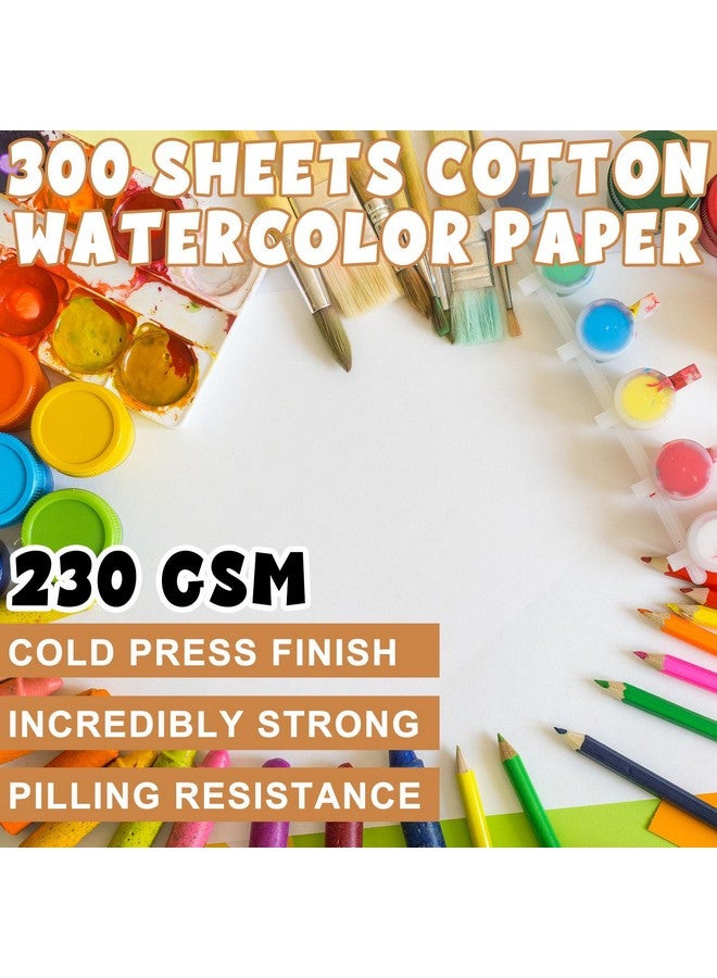 تاوباري مجموعة من 300 ورقة من ورق الرسم بالألوان المائية من TaoBary، عبوة من ورق الطباعة الباردة الأبيض، وزن 110 رطل، وزن 230 جرام لكل متر مربع، لوحة ورق الرسم بالألوان المائية للرسامين المبتدئين والبالغين (5 × 7 بوصة) - Image 2