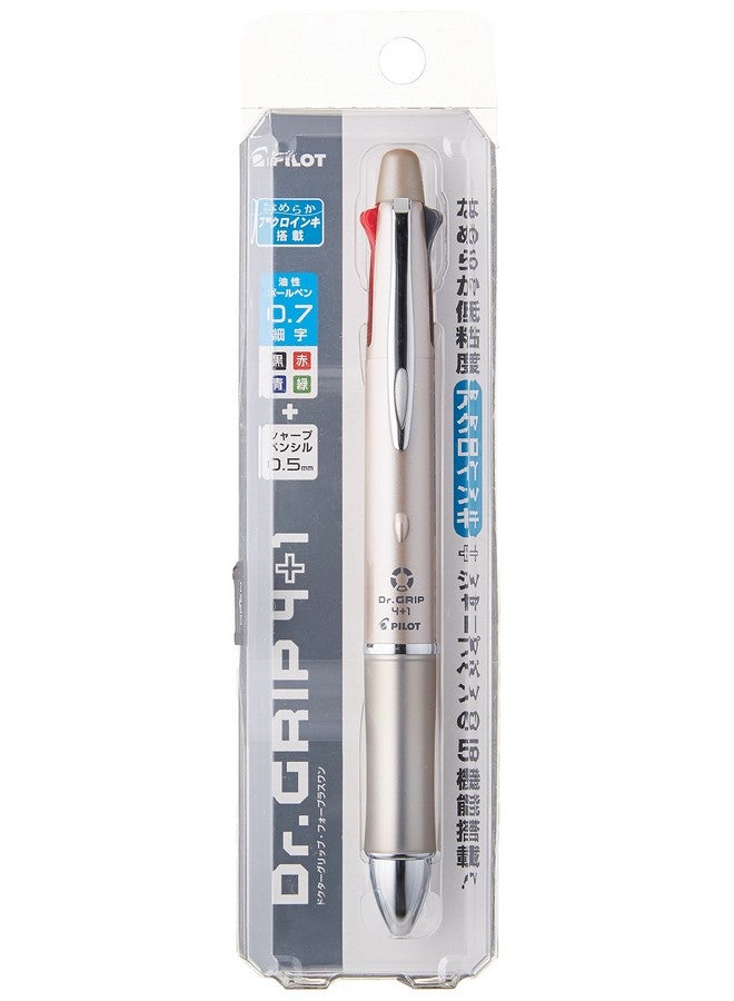 بايلوت قلم حبر جاف متعدد الألوان من Dr. Grip 4+1، 4 ألوان، 0.7 مم، وقلم رصاص ميكانيكي 0.5 مم - جسم ذهبي شامبانيا (Bkhdf1Sfn-Cg) - Image 1
