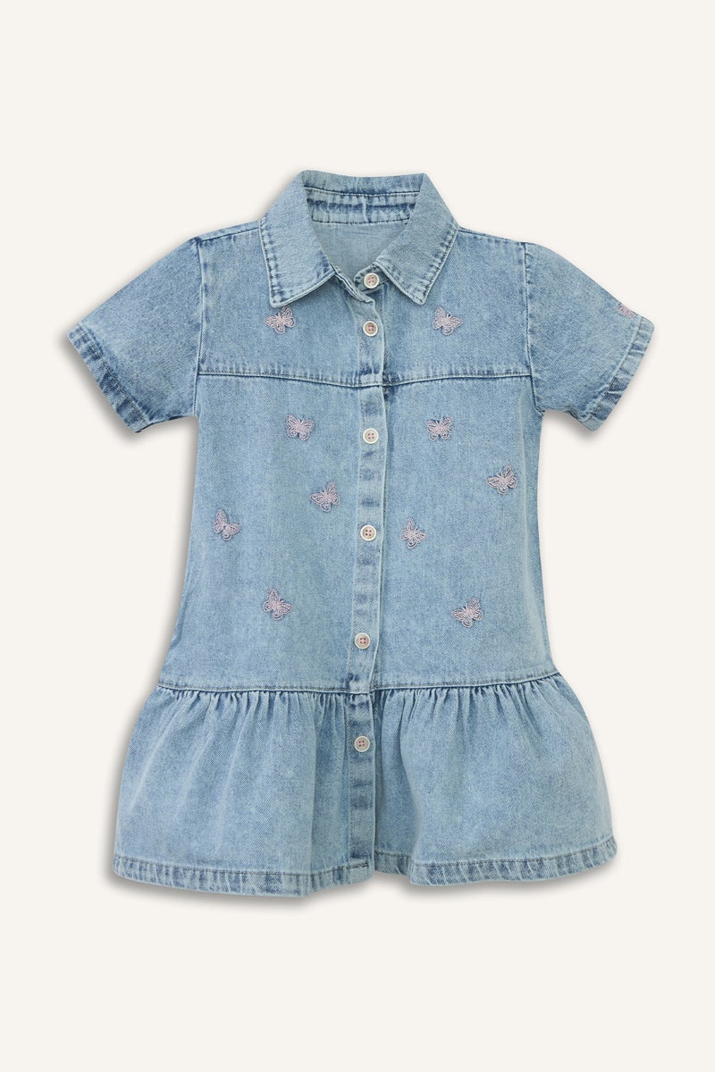 DeFacto Blue BabyGirl Baby Girl Short Sleeve Dress Casual - Image 1