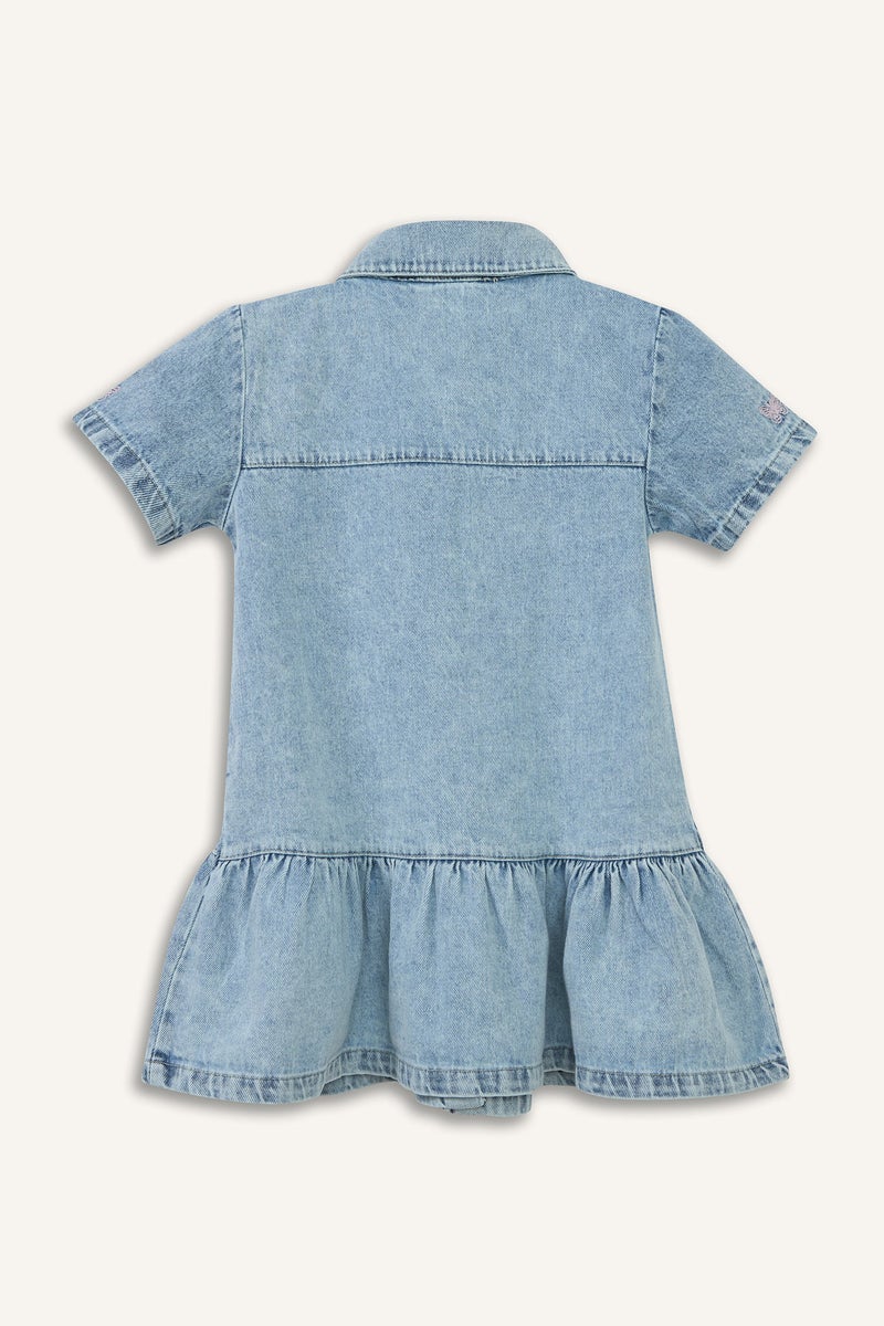 DeFacto Blue BabyGirl Baby Girl Short Sleeve Dress Casual - Image 3