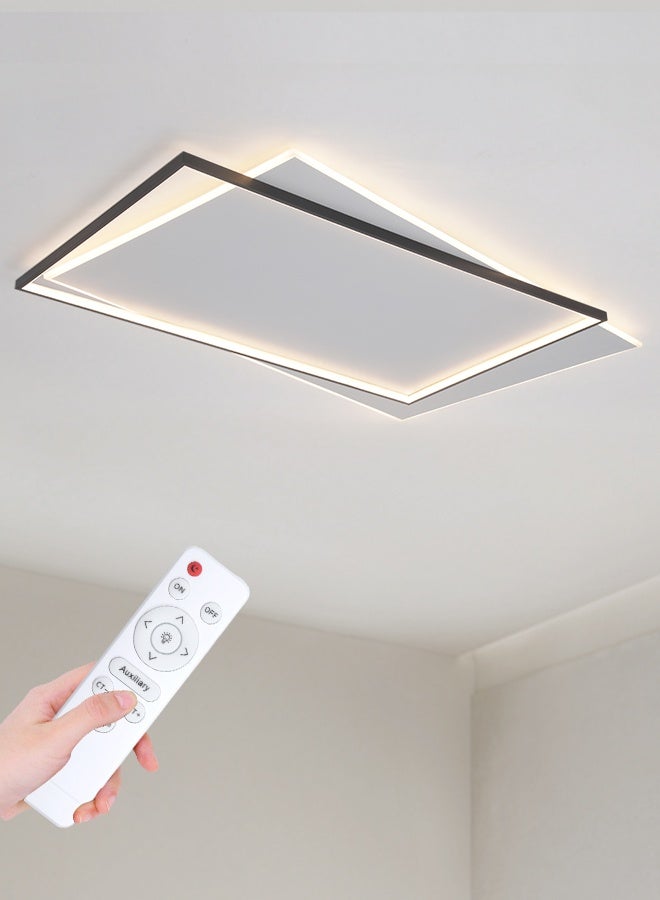 YATAI LIGHTING Modern Rectangular LED Ceiling Light, 60-80W Flush Mount with Remote, Dimmable 3000K-6000K White Modern Light Fixture for Living Room, Bedroom, Office - Acrylic & Aluminum Build - Image 1