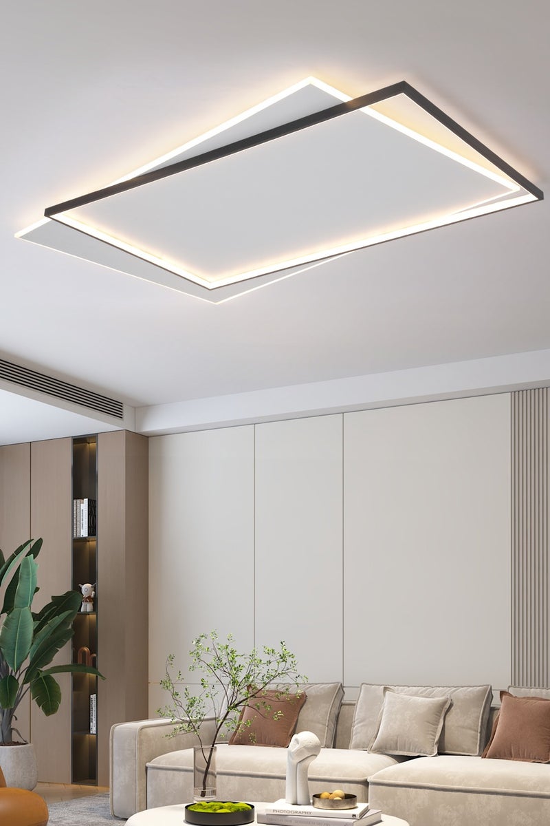 YATAI LIGHTING Modern Rectangular LED Ceiling Light, 60-80W Flush Mount with Remote, Dimmable 3000K-6000K White Modern Light Fixture for Living Room, Bedroom, Office - Acrylic & Aluminum Build - Image 5