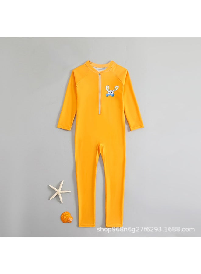 Korean Kidsren's One-piece Swimsuit  New Sun Protection Quick-drying Long-sleeved Pants Boys And Girls Cute Big Kidsren's Swimsuit