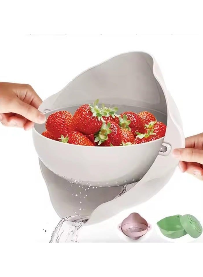 Kimaya Kitchen Colander 2 In 1 Kitchen Strainer Colander Bowl Sets Include Plastic Washing Bowl and Strainer Detachable Colanders for Fruits Vegetable Cleaning Washing Strainer Basket - Image 4