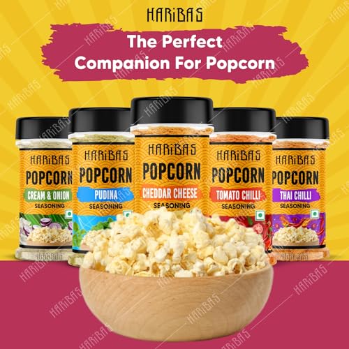 HARIBAS Combo Pack Of 5 Pop Corn Seasoning Powder | Tasty Powder 50 G Each Sprinkle On Maggie/French Fries | Cheddar Cheese Cream Butter & Onion Tomato Chilli Thai Pudina For Popcorn Nacho - Image 5