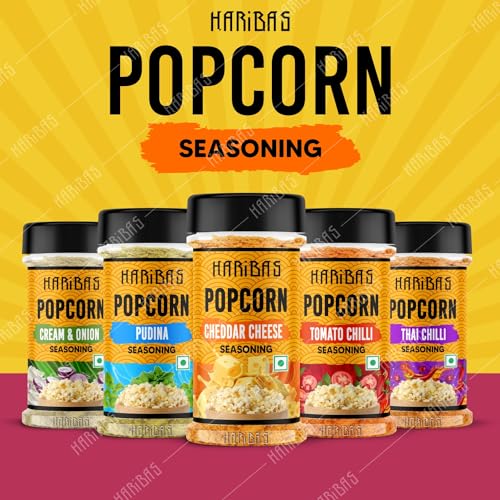 HARIBAS Combo Pack Of 5 Pop Corn Seasoning Powder | Tasty Powder 50 G Each Sprinkle On Maggie/French Fries | Cheddar Cheese Cream Butter & Onion Tomato Chilli Thai Pudina For Popcorn Nacho - Image 2