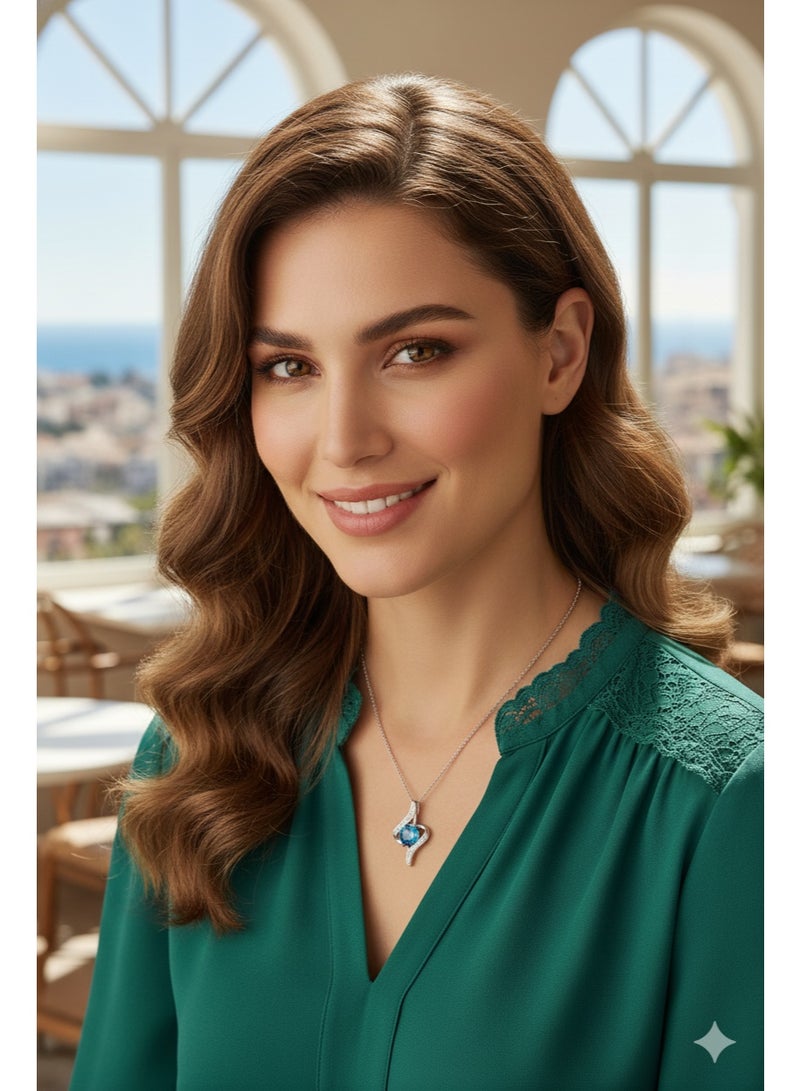 سنسيب قلادة سواروفسكي إليمنتس من الفضة الإسترلينية عيار 925 للنساء هدية مجوهرات مع صندوق هدايا - Image 2