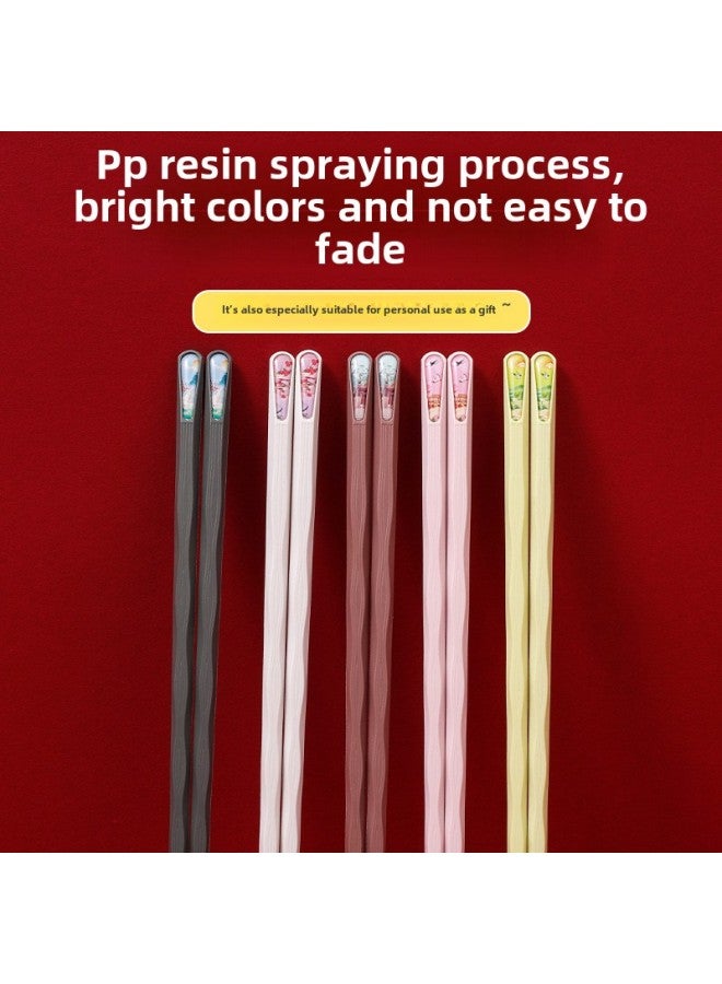 Direct National Tide Wind Mildew-proof Non-slip Paint Non-wax Creative Ten-color Internet Celebrity Light Luxury Household Alloy Chopsticks-Color:Paper Card 10 Pairs-Specifications:24cm  - Image 2