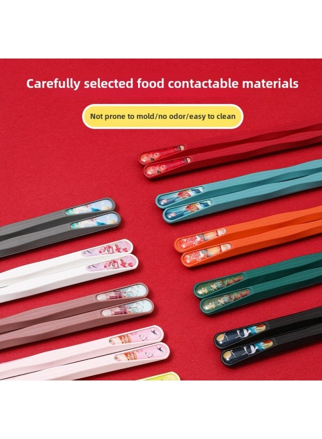 Direct National Tide Wind Mildew-proof Non-slip Paint Non-wax Creative Ten-color Internet Celebrity Light Luxury Household Alloy Chopsticks-Color:Paper Card 10 Pairs-Specifications:24cm  - Image 3