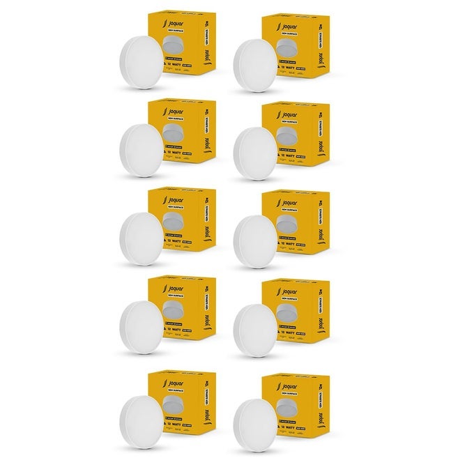 12W LED GEM TRIMLESS ROUND SURFACE MOUNT DOWN LIGHT NO FALSE CEILING REQUIRED COOL WHITE 6500K PACK OF 10
