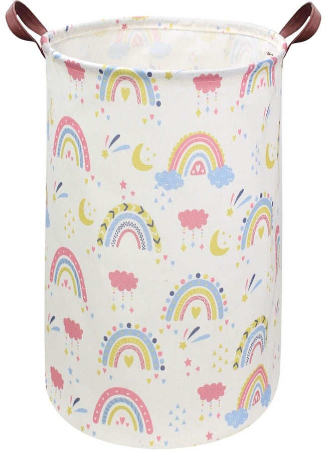 ESSME Rainbow laundry basket,Collapsible Kids Laundry Hamper with Waterproof PE Coating,Girls Hamper Nursery Hamper for Girls Room Decor,Toy storage,Gift Basket.(Rainbow) - Image 1