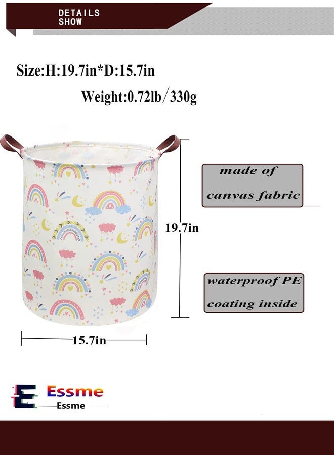 ESSME Rainbow laundry basket,Collapsible Kids Laundry Hamper with Waterproof PE Coating,Girls Hamper Nursery Hamper for Girls Room Decor,Toy storage,Gift Basket.(Rainbow) - Image 5