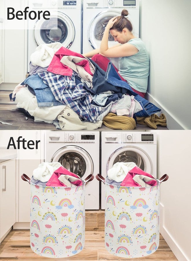ESSME Rainbow laundry basket,Collapsible Kids Laundry Hamper with Waterproof PE Coating,Girls Hamper Nursery Hamper for Girls Room Decor,Toy storage,Gift Basket.(Rainbow) - Image 4