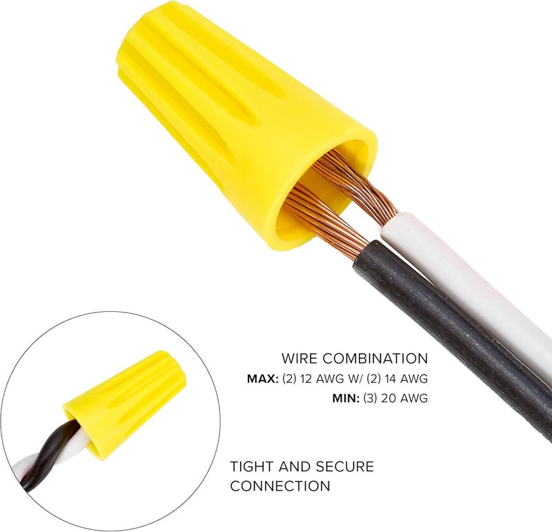 Maxxima Yellow Electrical Wire Connector Screw Terminal, Cone Shaped, UL Listed, Ideal for Electrical Projects and Home Lighting Needs - 500 Pack - Image 4