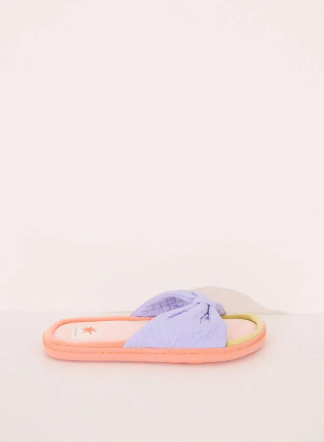 women'secret Open-toed slippers with velour bow or tie
