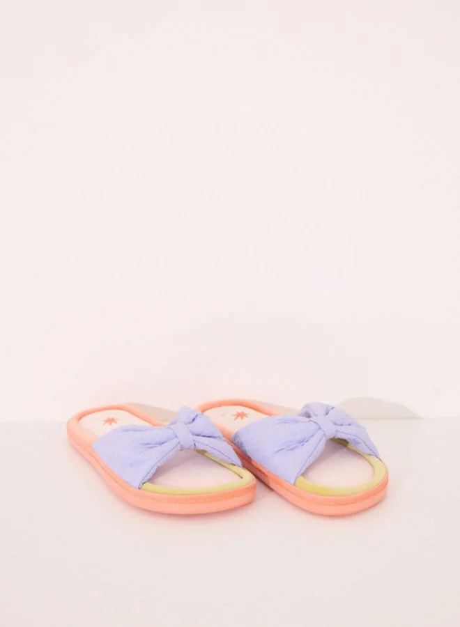 women'secret Open-toed slippers with velour bow or tie
