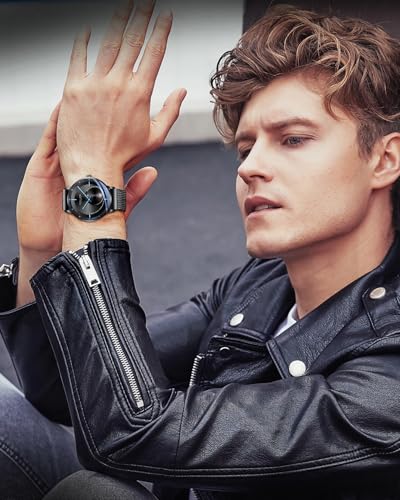 SOLLEN Minimalist Men's Automatic Watches, Black Mechanical Self-Winding Watch, 30M/3ATM Waterproof Stainless Steel Watch with Date, Luminous & Seconds Subdial, Dress Casual Business Luxury Wristwatch - 42mm - Image 2