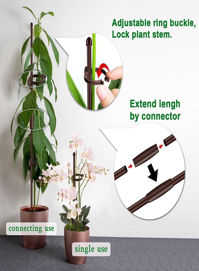 SupKing Plant Stakes 17inch &11inch SupKing 16Pcs Adjustable Flower Support Poles Brown Orchid Sticks with Clips for Indoor Outdoor Garden Potted Tomato Rose Amaryllis Vegetables Comes with 20 Ties - Image 3