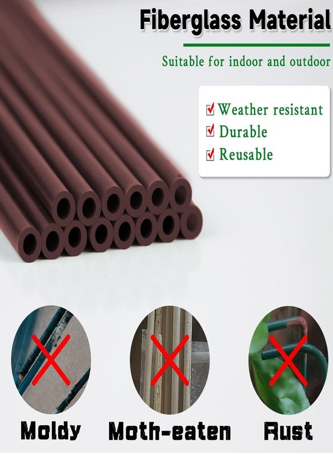 SupKing Plant Stakes 17inch &11inch SupKing 16Pcs Adjustable Flower Support Poles Brown Orchid Sticks with Clips for Indoor Outdoor Garden Potted Tomato Rose Amaryllis Vegetables Comes with 20 Ties - Image 4