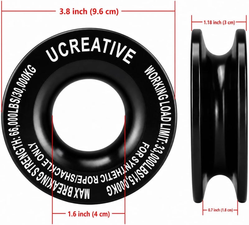 Ucreative حلقة إنقاذ باللون الأسود من Ucreative وزوجان من الأصفاد الناعمة باللون الرمادي (1/2 بوصة x 22 بوصة)، مجموعة مخصصة لحبال الرفع الاصطناعية لاستخدامها في إنقاذ مركبات الدفع الرباعي (ATV) ومركبات الطرق الوعرة (UTV) وسيارات الدفع الرباعي (SUV) والشاحنات. - Image 5