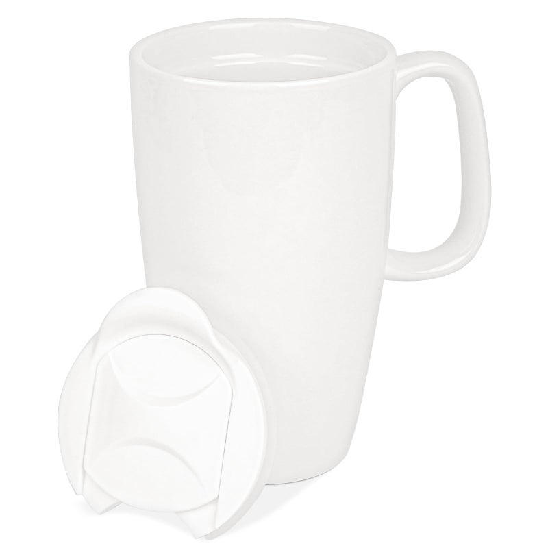 Linkidea Ceramic Coffee Mug with Slide Lid 20oz Extra Large Travel Coffee Cup with Handle Reusable Tall Coffee Mugs Large Capacity Drinking Teacups Microwave and Dishwasher Safe