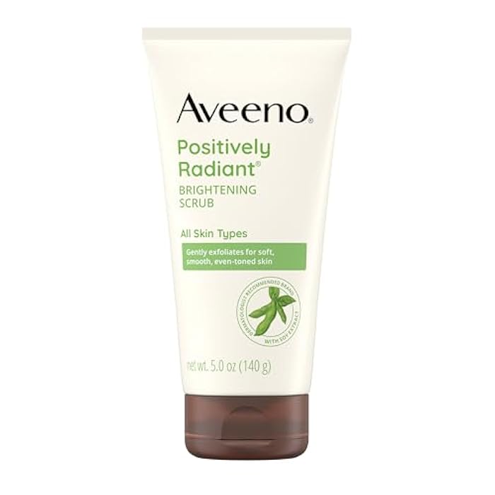 Aveeno Positively Radiant Skin Brightening Exfoliating Daily Facial Scrub, Gentle with Moisture-Rich Soy Extract, Helps Improve Skin Tone & Texture, Oil- & Soap-Free, Hypoallergenic, 5 oz - Image 1
