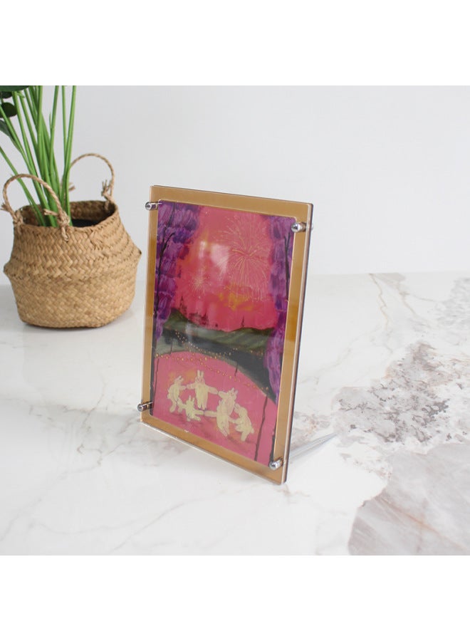 Color Acrylic Jigsaw Puzzle Photo DIY Star Peripheral Portrait Table Valentine's Day Gift To Figure-Color:30*42cm Brown Bottom - Image 1