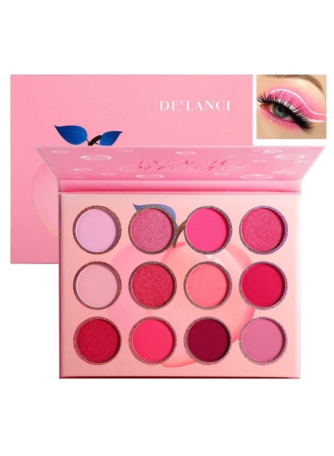 BEUSELF DE'LANCI Pink Eyeshadow Palette,12 Colors Peach Matte & Shimmer High Pigmented Mini Makeup Eyeshadow Pallet,Warm Natural Blendable Long-Lasting Waterproof Small Pallets Eyeshadow  - Image 1