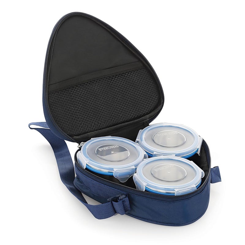 STEELLOCK STEELLOCK Lunch Box Stainless Steel Containers Leak Proof with BPA Free Air Tight Lids Fabric Jacket 280ml x 3pcs HL 1231  - Image 3