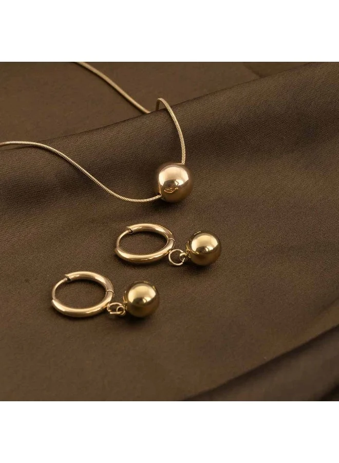 بالموناس PALMONAS Golden Orb Necklace & Earring Jewellery Set for Women | 18K Gold Plated, Waterproof & Anti-Tarnish