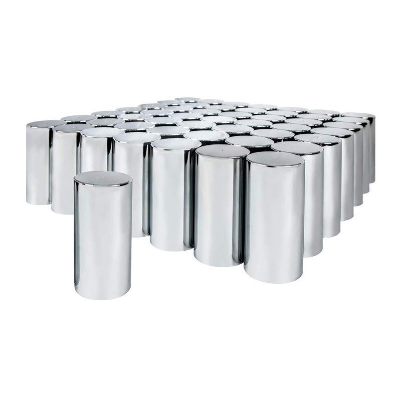 United Pacific 10034CB Wheel Lug Nut Cover Set 33mm x 414 Chrome Plastic Tall Cylinder ThreadOn