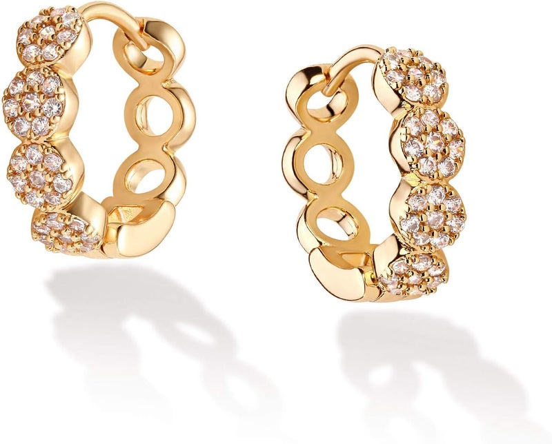 VACRONA Cubic Zirconia Huggie Earrings 14k Gold Plated Tiny Earrings Small Huggie Hoop Earrings Simple Lightweight Hoops Gift for Women - Image 1