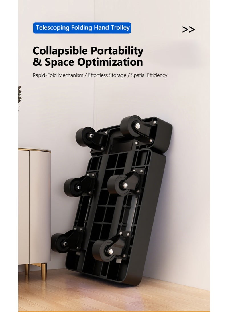 WALALLA Folding Hand Truck, Lightweight Heavy Duty Luggage Cart, Extendable Utility Dolly Platform Cart, Portable Platform Trolley with 6 Wheels, Elastic Ropes, Telescoping Handle for Material Handling - Image 5