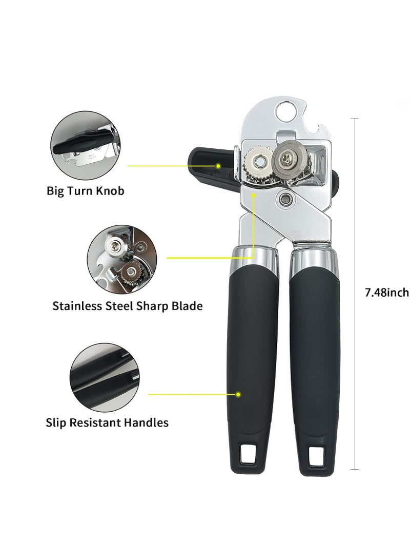VIUAUAX Can Opener Manual, Handheld Strong Heavy Duty Stainless Steel Can Opener, Comfortable Handle, Sharp Blade Smooth Edge, Can Openers with Multifunctional Bottle Opener - Image 3