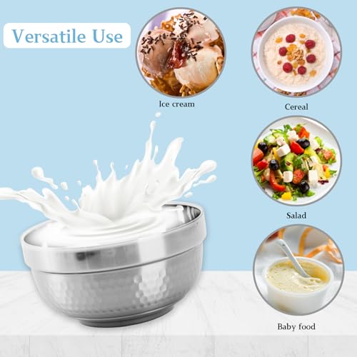 ZENFUN 6 Pack 18/8 Stainless Steel Bowls, 17 Oz Soup Bowl Double-walled Insulated Bowls, 5 Inch Snack Cereal Bowl for Rice, Fruit, Salad Ice cream, Food-grade - Image 4