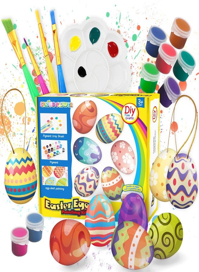 spring flower SpringFlower White Easter Eggs Painting Kit-24 Paintable Flocking Eggs with Doodle Kit for DIY Design-Hanging Flocking Eggs with Rope for Easter Decoration,Egg Hunts,Basket Stuffers & Essentials - Image 1