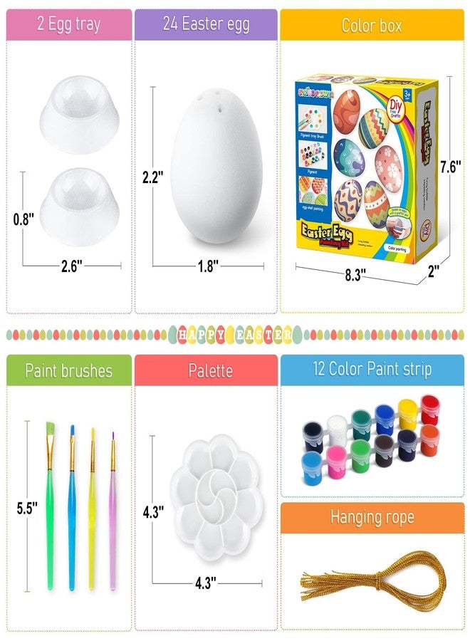 spring flower SpringFlower White Easter Eggs Painting Kit-24 Paintable Flocking Eggs with Doodle Kit for DIY Design-Hanging Flocking Eggs with Rope for Easter Decoration,Egg Hunts,Basket Stuffers & Essentials - Image 2