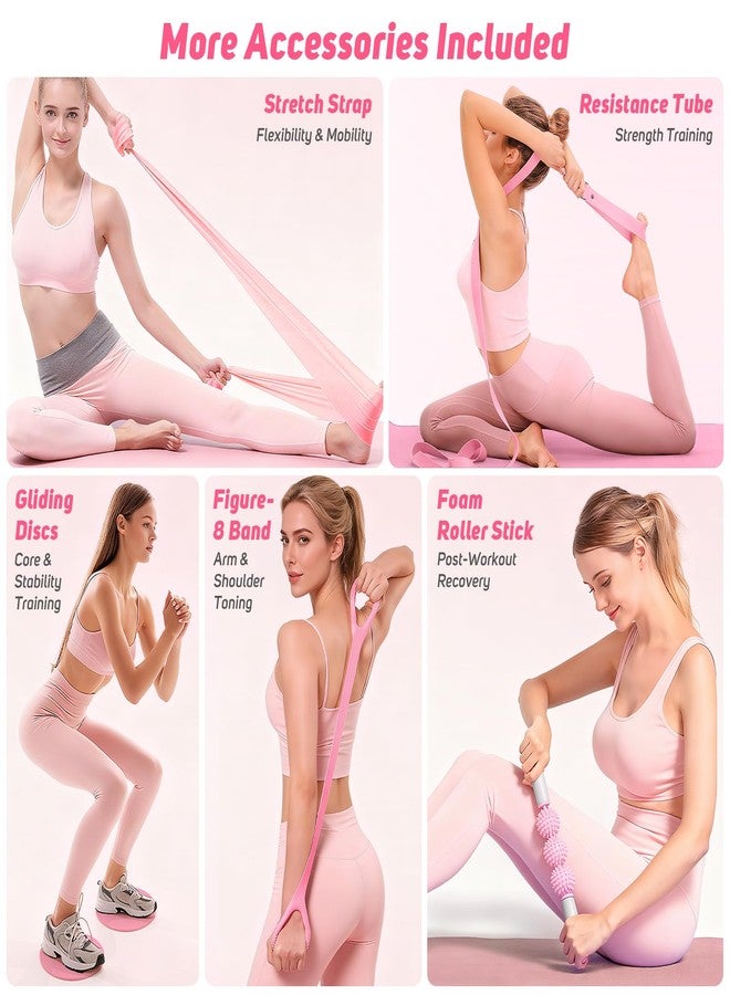 ASTEN Home Pilates Kit for Women: Pilates Equipment Pilates Ring and Ball Set with Resistance Bands, Core Slider, Foam Roller, Pilates Essentials Kit for Beginner Home Workout, Compact Toning Fitness, Pink - Image 5