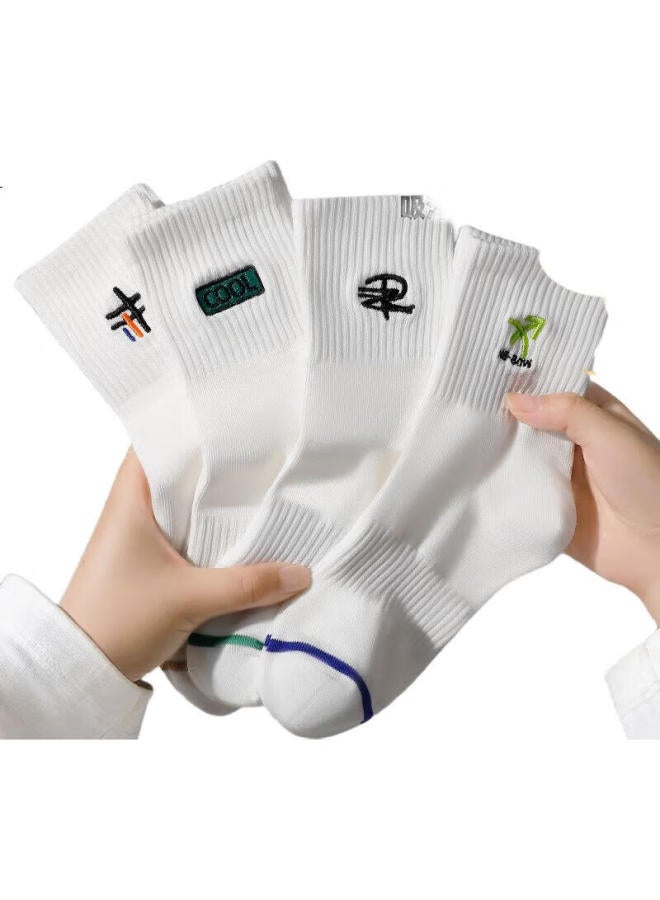 Insects Men'S Mid-Calf Socks, Pure Cotton, Antibacterial, Odor-Resistant, Spring And Summer, Sweat-Absorbing, Breathable, Student Short Socks, Trendy Embroidered Basketball Socks - Image 3